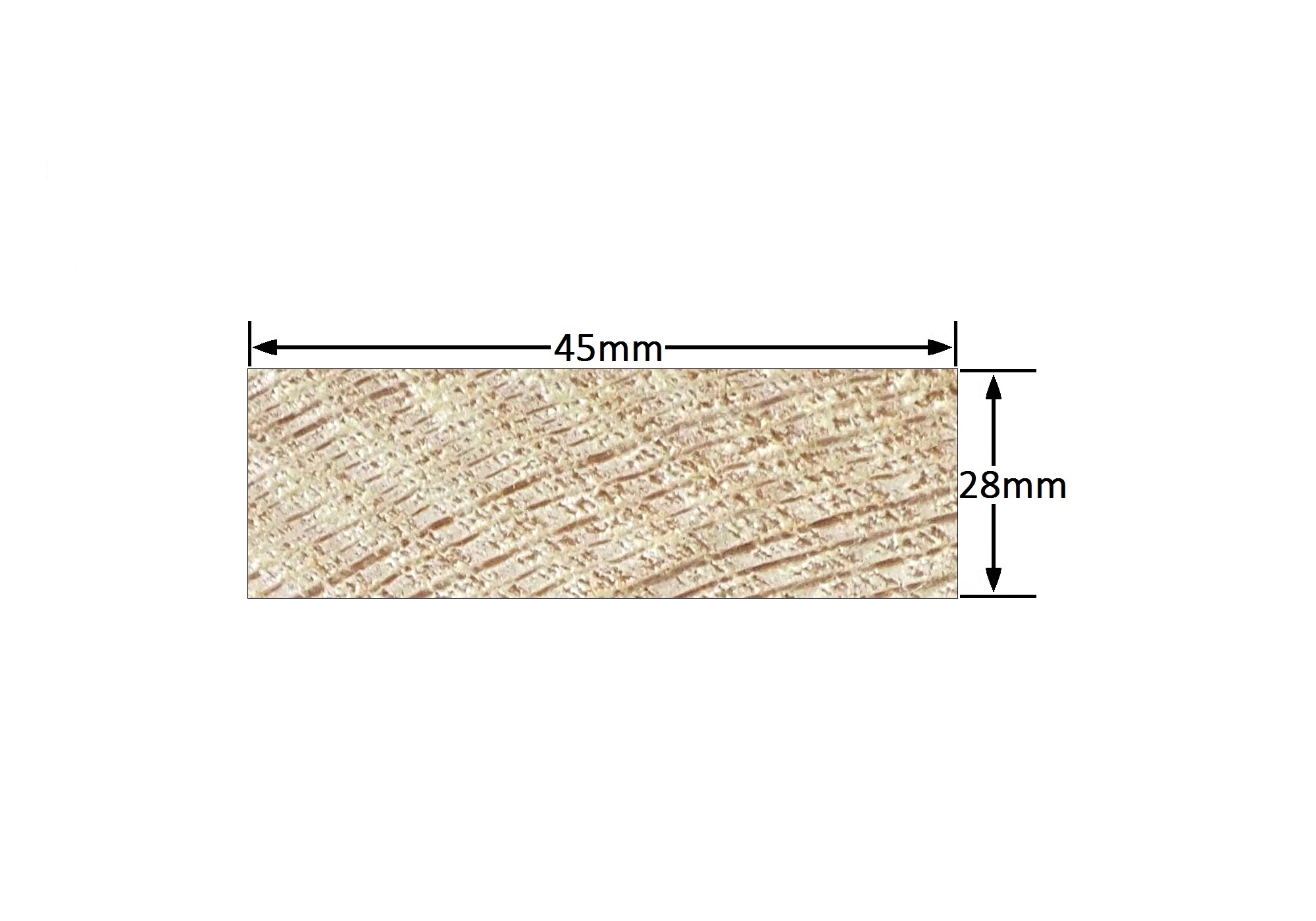 Vuren C 28x45 mm. geschaafd - Lengte = 3,00 mtr.